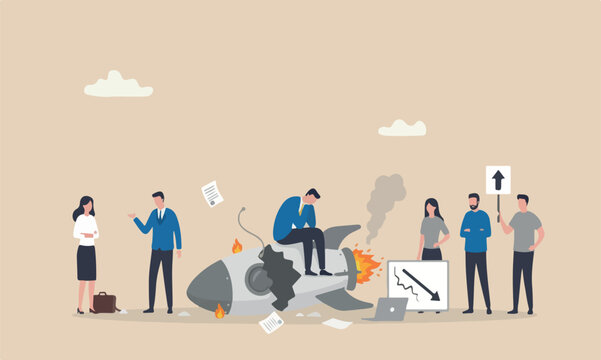 on crash modern design with clean lines and rocket metaphor new business failure