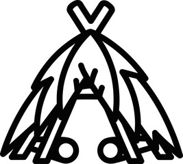 Minimalist Tribal Teepee Outline Icon © Sky
