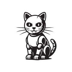 Black and white cartoon cat sitting © Emdad