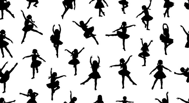 Silhouettes of Diverse Ballet Dancers in Various Poses.