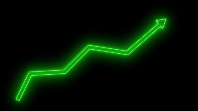 Glowing zigzag arrow showing upward trend animation