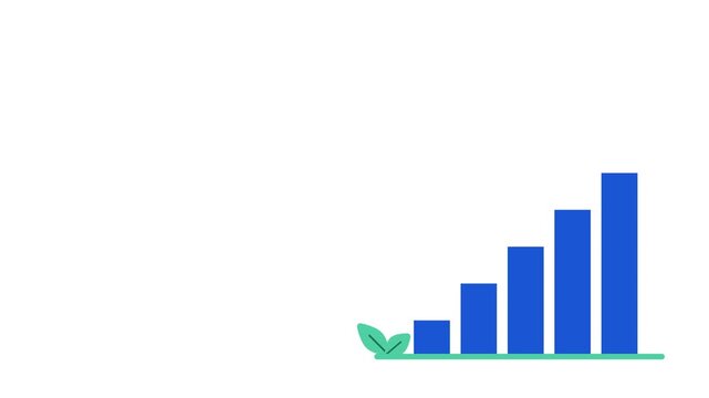 Growing Bar Chart with Upward Trend Business Growth and Financial Success Animation