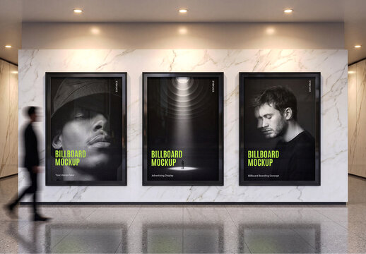 Indoor Vertical Billboard Mockup