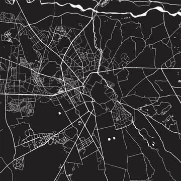 Marrakesh Morocco Vector Map, Detailed City Street Map Black and White Minimalist Line Art