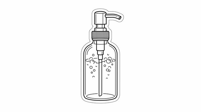 Hand sanitizer bottle with soap bubbles inside