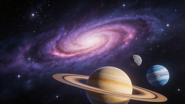 Space galaxy and planets for outdoor lifestyle brands and nature documentaries