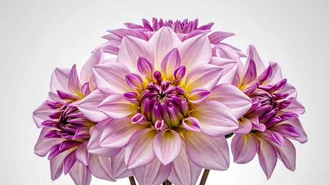 Beautiful pink and purple dahlia flowers in full bloom with soft lighting