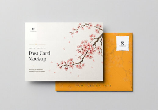 Realistic Postcard Mockup Template