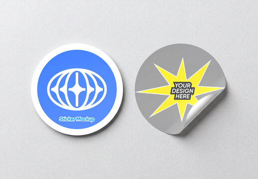 Round Sticker Mockup