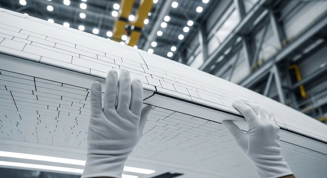 Architectural Inspection of Modern Building Structure with Gloved Hands