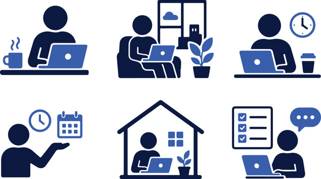 Work From Home and Remote Working Icon Set