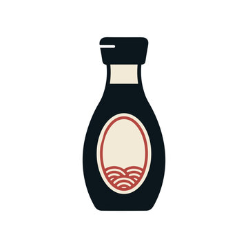 Black bottle with red label design.