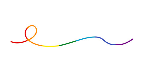 Obraz premium Pride month rainbow line freehand lgbtq wavy loop stroke