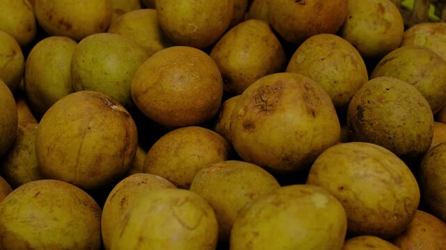 Sawo Sapodilla at Jakarta Traditional Market - Brown Tropical Fruit Indonesia
