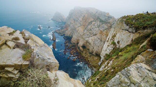 Foggy day viewing majestic cliffs on the Asturian coast