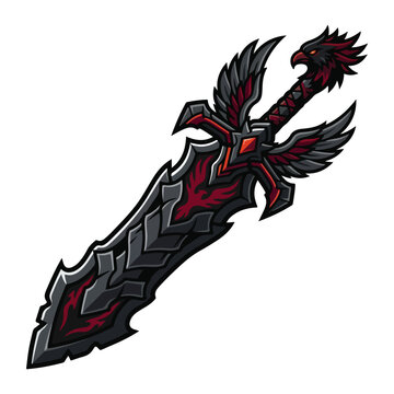 Fantasy Eagle Head Broad Sword Vector Gaming Mascot Illustration