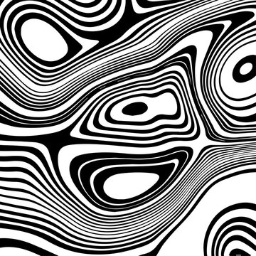 Modern Monochrome Fluid Art Pattern with Dynamic Curves