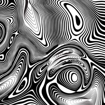 Monochrome Abstract Topographic Pattern with Flowing Contour Lines
