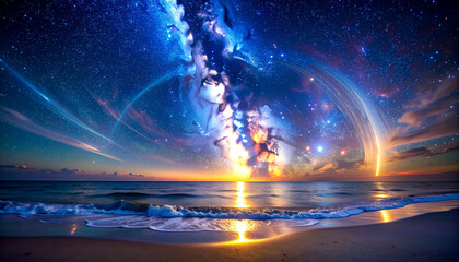 Milky Way Over Ocean Horizon