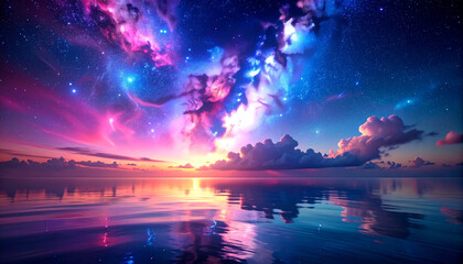 Cosmic Sunset Ocean Fantasy