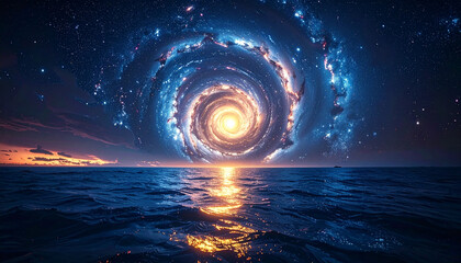 Galaxy Portal Above Ocean
