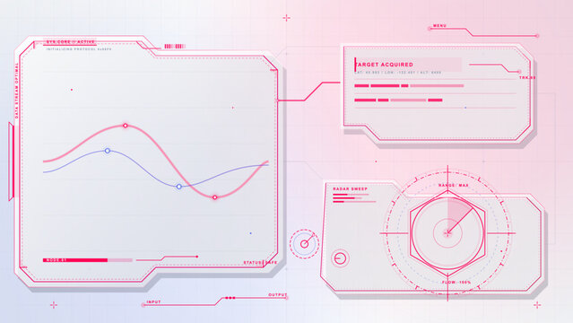 Futuristic interface dashboard with charts and radar elements