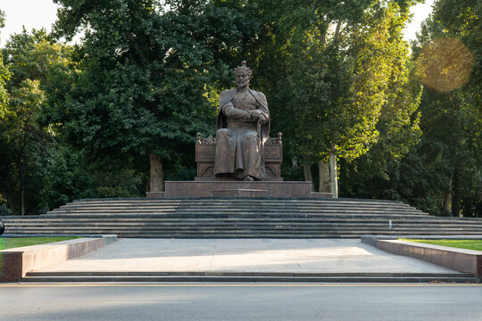 Amir Timur or Tamerlane. City monument close-up on a sunny day