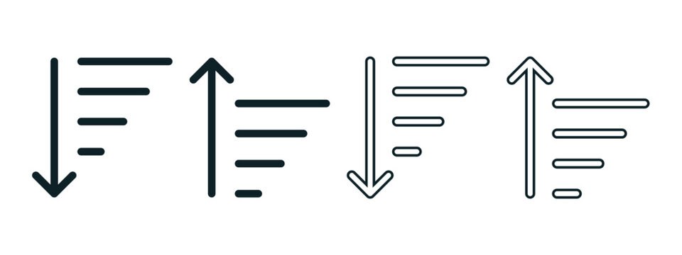 Filter Sort Icon with Direction Arrows. Search Result Organization. Vector Illustration