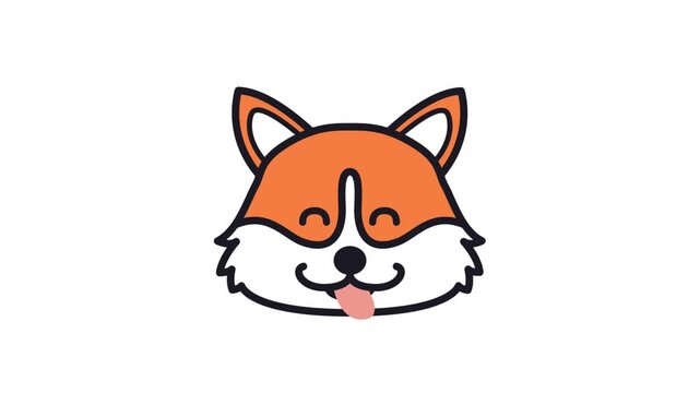 Cute cartoon corgi dog blinking animated vector video loop