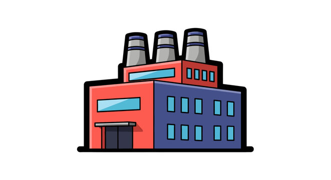 Industrial Building with Three Chimneys.
