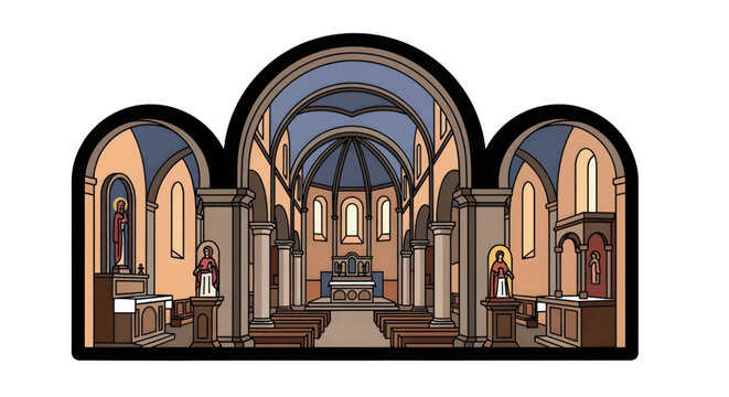Interior of a church with arches.