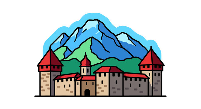 Medieval Castle Fortress Architecture.