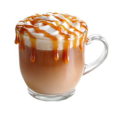Caramel macchiato coffee drink with whipped cream