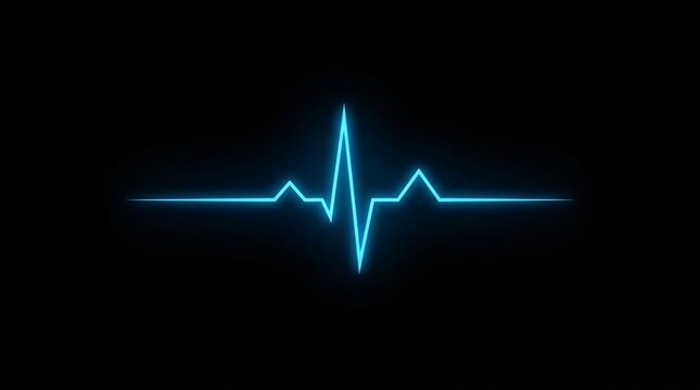 Glowing blue heart rate monitor line on isolated background
