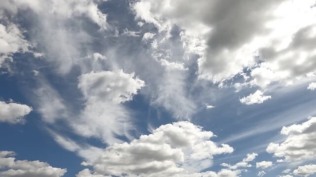blue sky with clouds. landscape 4K. white clouds in the sky