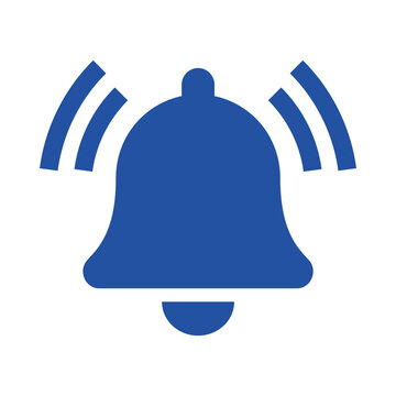 Blue notification bell icon isolated on transparent background