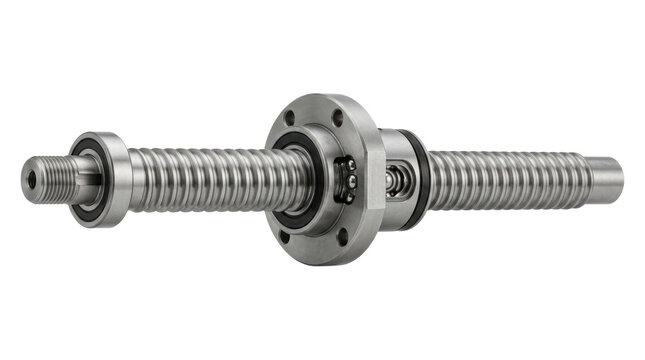 Stainless steel lead screw with dual flanged ball bearings, precision linear motion component