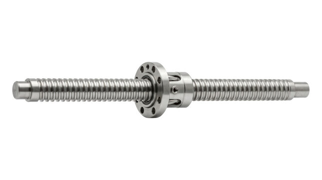 Stainless steel lead screw with dual flanged ball bearings, precision mechanical linear motion component