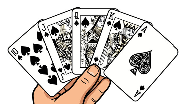 Hand holds royal flush poker hand spades spades