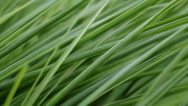 Close-up of slender ryegrass blades creating a dense pattern of green lines.