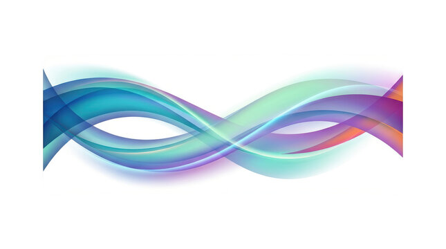 Abstract smooth wave background with flowing blue, green, and purple gradients isolated on transparent background