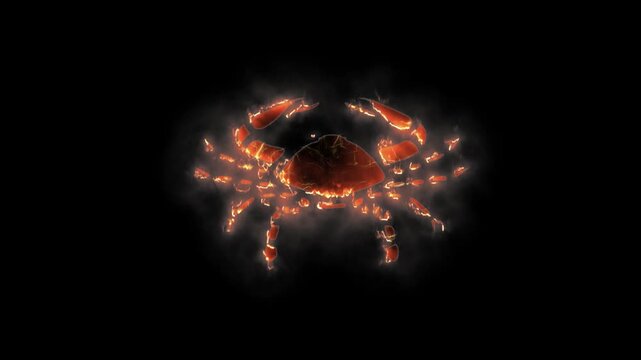 Astrology, Cancer zodiac sign in fire style with transparent background
