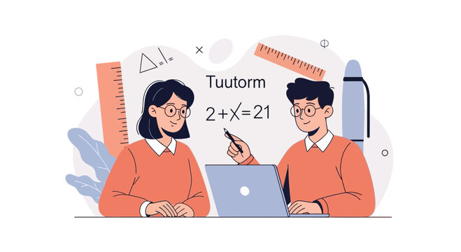 Students Learning Mathematics Online with Laptop and Tools