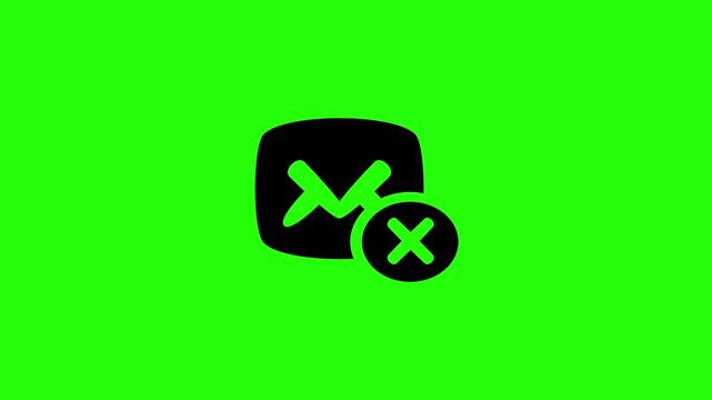Professional 4K footage of an envelope letter with an error cross delete mark silhouette bouncing cleanly. Great technical asset for failed message delivery layout.