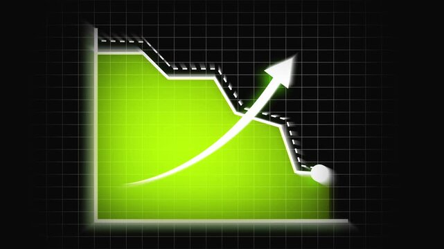 Green growth chart animation business finance economy recovery progress marketing presentation visuals. Green animated growth chart stock footage upward trend success business finance economy.