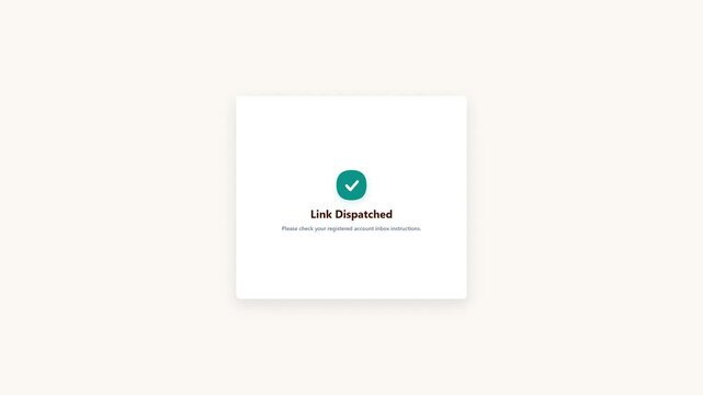 Minimalist web interface showing a standard password reset link dispatching security process