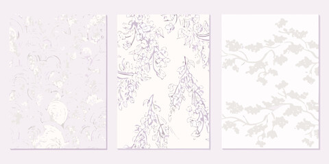 Obraz premium Fig Branch Floral Ornament Vector Illustration With Pale Lavender Tones