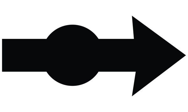 Black arrow icon with a circular center section