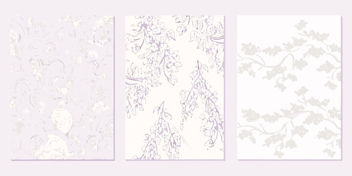 Fig Branch Floral Ornament Vector Illustration With Pale Lavender Tones