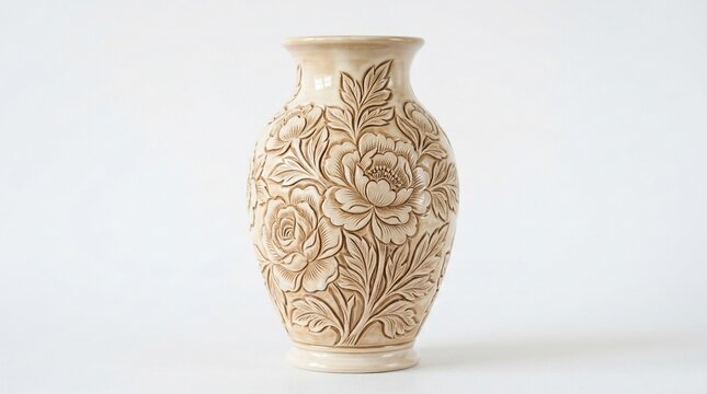 Beautiful decorative ceramic vase with floral pattern design